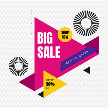 Geometric abstract big sale background with discount offer for commercial retail shopping business promotion.