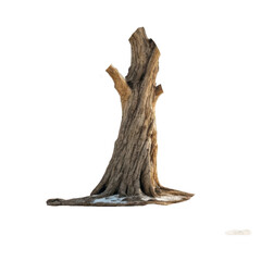 Fototapeta premium Small wooden tree stump with carved animal figure isolated on transparent background
