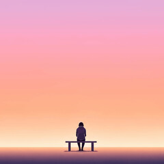 Obraz premium A person sitting on a bench during sunset.