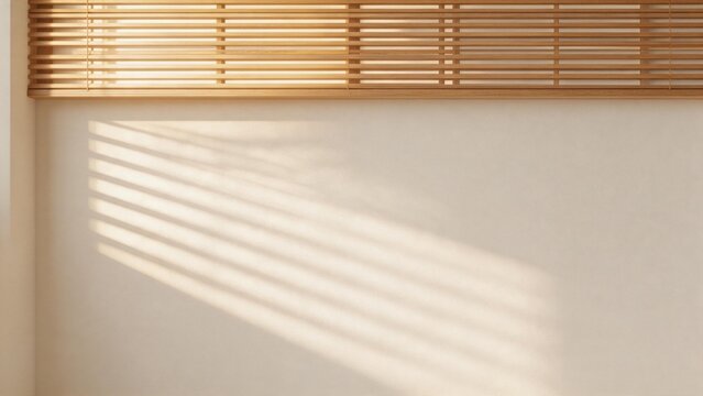 Wooden blinds casting shadows on wall