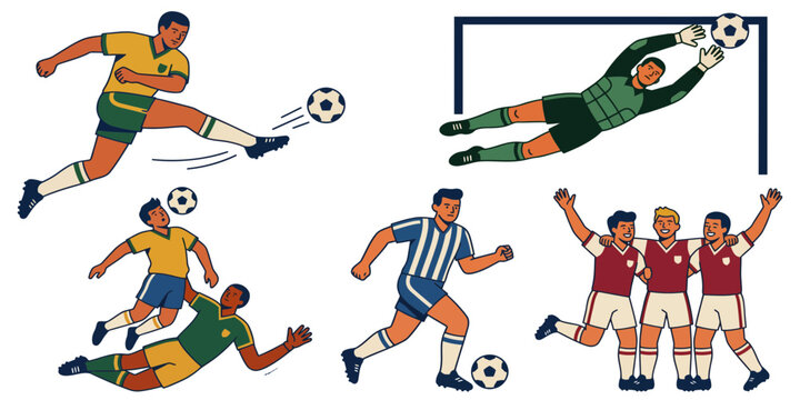 Dynamic Illustrations of Soccer Players in Action During a Match