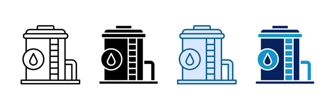Water Tank Icon Set Multiple Style Collection