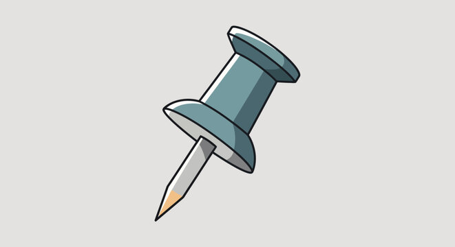 flat vector illustration of a teal pushpin on gray background
