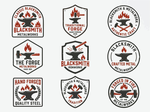 Blacksmith metalwork forge logos.