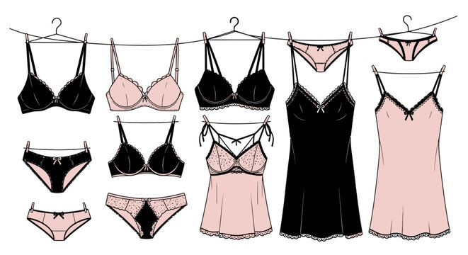 Women's Lingerie Hanging on Clothesline