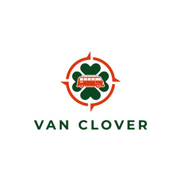 Modern logo clover and van trip.