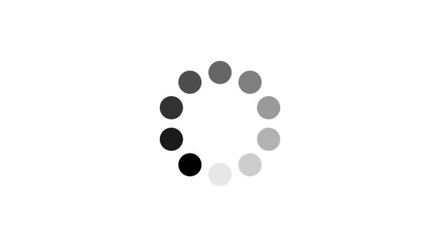 Black gradient dotted round loading page video design on white screen