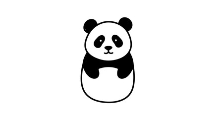 Cute Cartoon Panda Character Illustration, Simple Line Art © Jam