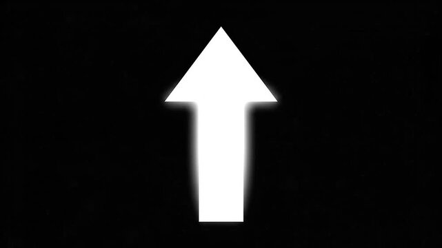 A simple white arrow pointing upwards on a solid black background