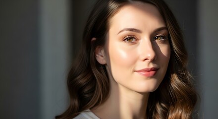 Naklejka premium Young woman with long brown hair.