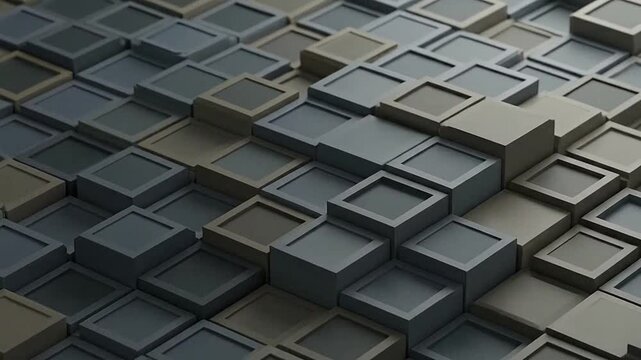 A pattern of three dimensional square tiles arranged in a geometric grid formation
