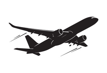 Naklejka premium Vector illustration of airplane. Airplane silhouette in flight.