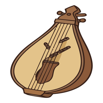 Sasando Indonesian Traditional String Instrument Cartoon Icon - East Nusa Tenggara Culture Flat Design Illustration