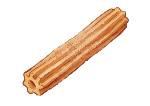 Item-style watercolor churros illustration, elegant minimalist golden pastry with cinnamon sugar for sweet cafe dessert branding ／ チュロスのイラスト