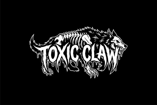 Toxic Claw Wolf Skeleton Logo Design.