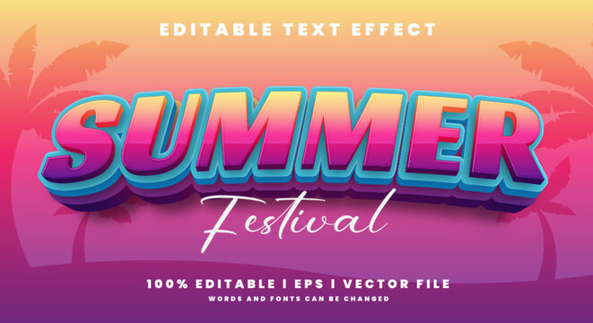 summer festival vector text effect with modern style design