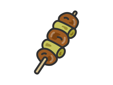 焼き鳥のタレのアイコン（線画カラー）のイラスト