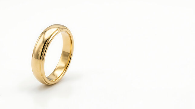 Elegant gold wedding band isolated on white background