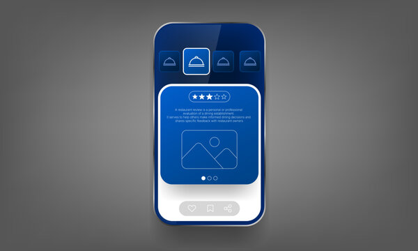 Blue Restaurant Review Interface With Interactive Rating Navigation