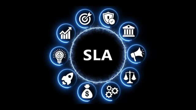 Service level agreement concept with digital circular animation.