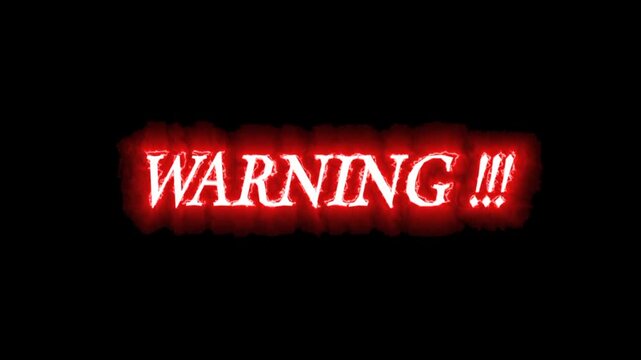 Red glowing animated warning sign with three exclamation points in motion on a black background video clip