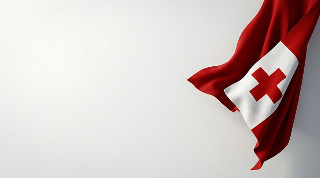 Waving flag of tonga on white background with copy space