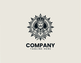 Obraz premium Royal warrior king emblem vector logo illustration on white background
