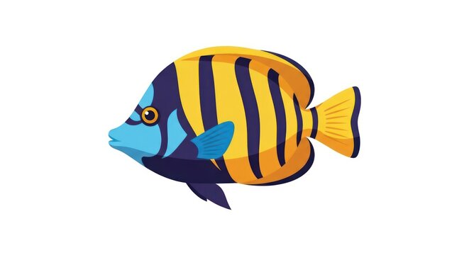 Colorful Striped Fish Swimming Alone.
