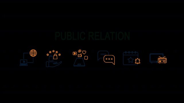 Public Relations animation,Animated outline icon representing public relations business in alpha channel