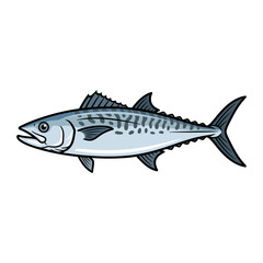 Fototapeta premium Mackerel fish illustration, cartoon style, isolated on white