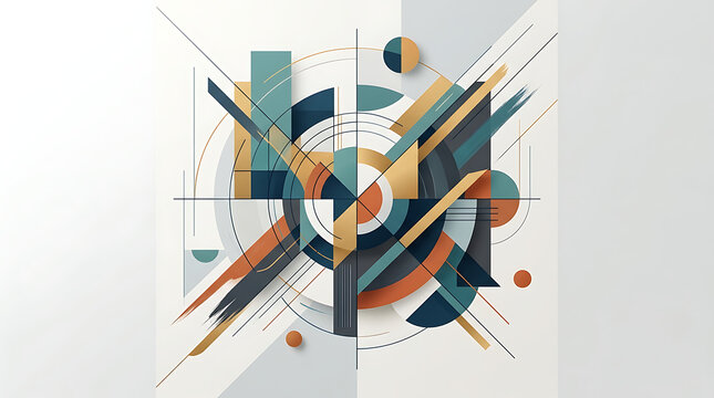 Abstract geometric composition with circular and linear elements