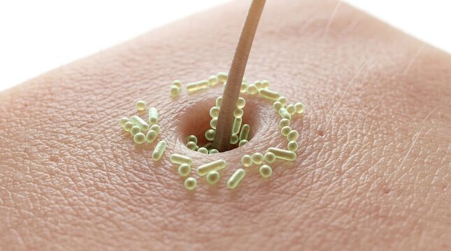 Microorganisms and Bacteria Colonizing a Human Hair Follicle on Skin Surface