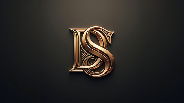 Elegant gold monogram of intertwined letters d and s