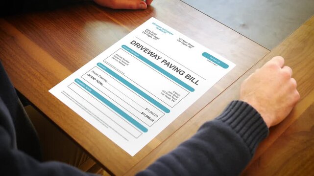 A Stressed Out Homeowner Looks at Generic Driveway Pavement Bill