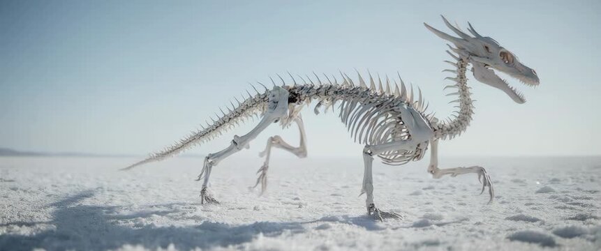 Pale Skeletal Phantom Dragon on Desolate Salt Flat
