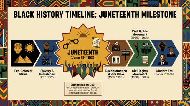 Black History Timeline Infographic Featuring Juneteenth Milestone