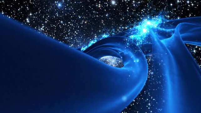 Cosmic Blue Swirling Galaxy Space.
