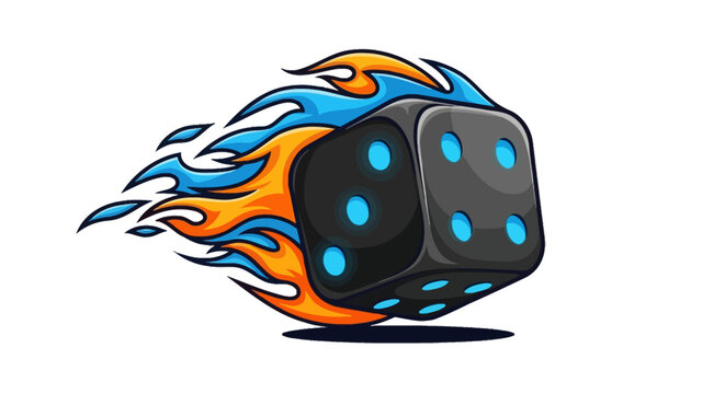 Black dice with blue dots.
