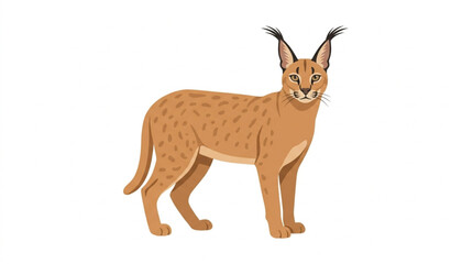 Fototapeta premium Wild Caracal Cat Vector Illustration Isolated on White Background