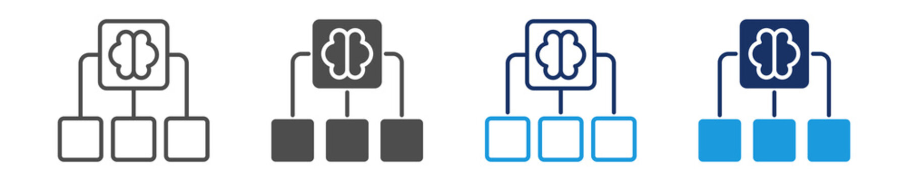 adaptive learning icon set with multiple style