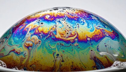 Fototapeta premium Iridescent Soap Bubble Surface - A Symphony of Colors and Patterns.