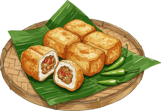 Tahu Bakso Water Color Illustration