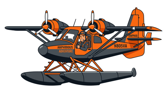 Orange Float Plane Aircraft.