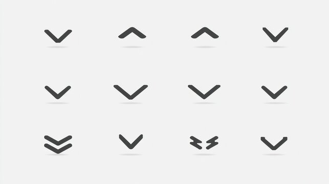 Set of twelve simple up and down arrow icons