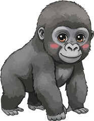 Fototapeta premium Walking Baby Gorilla Water Color Illustration