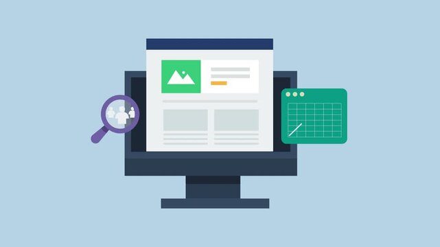 Website SEO data analytics, Digital marketing report, Website SEO rankling, SEO traffic increasing 2d animation with alpha matte
