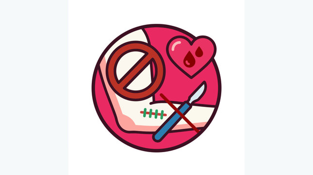 Stop self harm and cutting icon representing mental health awareness and suicide prevention. EPS Editable
