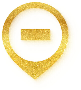 Gold glitter location pin hyphen minus map marker icon design