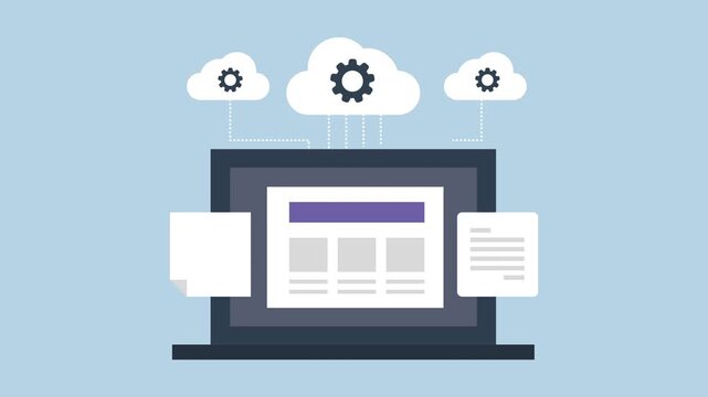 Cloud computing technology, Business solution for cloud computing, Sharing cloud server 2d animation with alpha matte