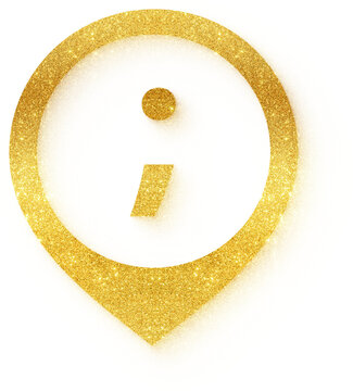 Shiny gold glitter pin semicolon punctuation map icon sparkle design